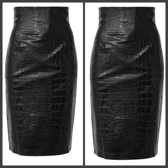 Nanushka ANIA Faux Leather Croc MIDI Skirt XS - Picture 3 of 7